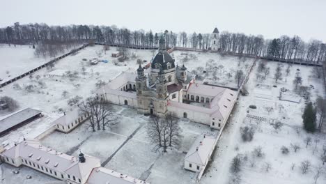 AERIAL:-Rotating-Shot-of-Pažaislis-Monastery-and-the-Church-of-the-Visitation