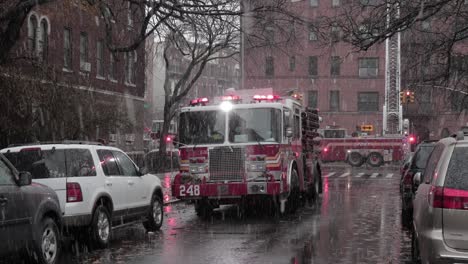 New-York-Fire-Fighting-vehicles-on-the-scene-of-ConEd-cable-accident---Wide-shot