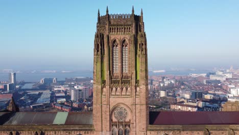 Liverpool-Catedral-Anglicana-Histórico-Punto-De-Referencia-Aéreo-Edificio-Ciudad-Paisaje-Orbita-Derecho