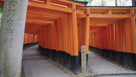 Túnel-De-Puerta-Torii-Sin-Gente,-Fushimi-Inari,-Kyoto-Japón