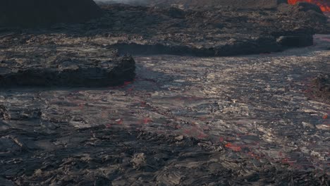 River-of-lava-after-eruption-on-sunny-day