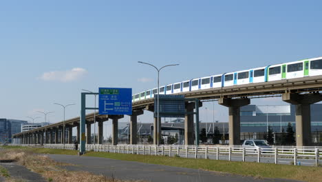Monorail-train-near-Haneda-airport,-Japan.-Static