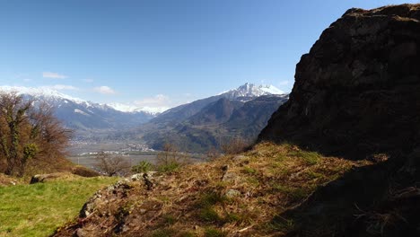 This-is-the-view-from-Saint-Hippolyt-towards-Meran---Merano,-South-Tyrol,-Italy-on-a-clear-and-sunny-day-in-early-spring