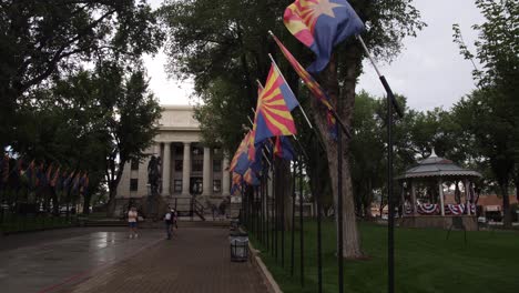Arizona-flags-in-front-of-the-courthouse-in-Prescott-Arizona