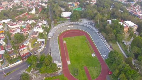 Aerial-view-with-drone-of-the-Quirasco-Olympic-Stadium-in-Xalapa,-Veracruz