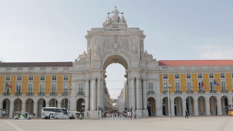 Rua-Augusta-Arch-From-Praca-do-Comercio,-Terreiro-do-Paco-In-Lisbon,-Portugal