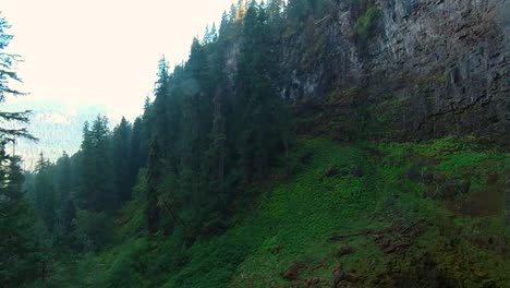 Schwenken-Sie-In-Richtung-Eines-Oregon-Wasserfalls-Mit-Einer-Felswand