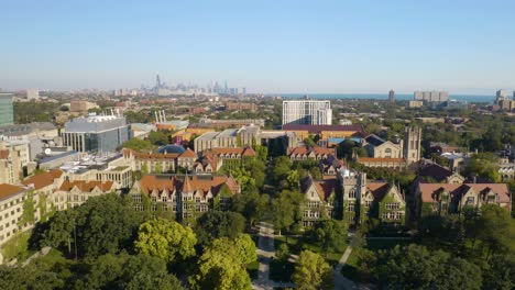 Aerial-Pedestal-Up-Reveals-University-of-Chicago-Campus