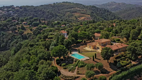 Tanneron-France-Aerial-v31-panoramic-circular-pan-above-hillside-estates-at-les-plaines-overlooking-beautiful-mountain-ranges-and-mediterranean-sea---July-2021