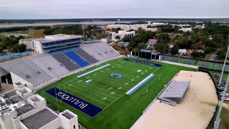 aerial-football-stadium-at-the-citadel-in-charleston-sc,-south-carolina