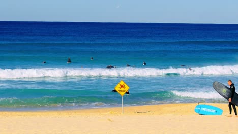Surfing-At-Bondi-Beach-On-A-Sunny-Summer-Day-In-NSW,-Australia