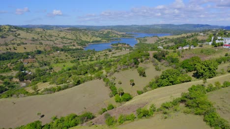 Hilly-landscape-surrounding-the-Bao-dam,-Santiago,-Dominican-Republic