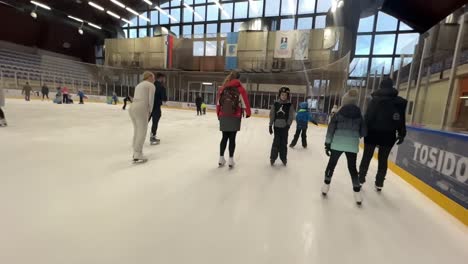 Ice-rink-with-various-smiling-people-skating-with-their-friends-and-families-and-having-fun