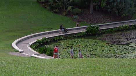 Gente-Caminando-Y-Relajándose-En-El-Jardín-Botánico-De-Singapur