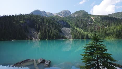 Joffre-Lakes-in-BC-Canada,-Panning-shot-revealing-the-beauty-of-this-Provincial-Park-in-British-Columbia-Vancouver