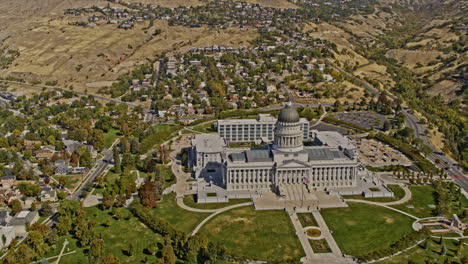 Salt-Lake-City-Utah-Aerial-v52-establishing-shot-drone-flyover-state-capitol-building-capturing-residential-houses-in-the-hillside-neighborhoods---Shot-with-Inspire-2,-X7-camera---October-2021