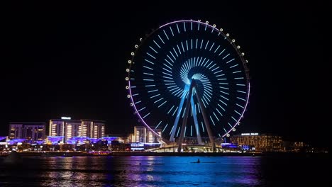 Höchstes-Riesenrad-Der-Welt,-Lichtshow-Auf-Ain-Dubai-Bei-Nacht