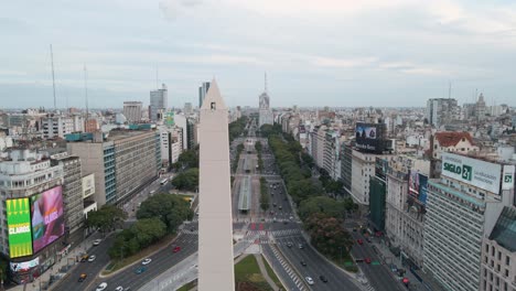 Obelisco-De-Buenos-Aires,-Historic-Monument-In-Plaza-de-la-Republica-At-Avenues-Corrientes-And-9-de-Julio-In-Argentina