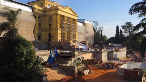 Ipiranga-museum,-the-historical-palace-and-monument-in-Sao-Paulo-city,-under-renovation-for-the-reopening-of-the-bicentennary-in-2022