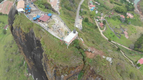 Aerial-Of-El-Peñol-Big-Rock-In-Colombia---drone-shot