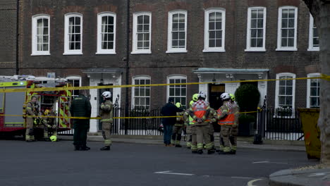 Fire-Brigade-And-Crew-Behind-Cordon-At-Smith-Square-Due-To-Suspected-Gas-Leak-On-11-February-2022