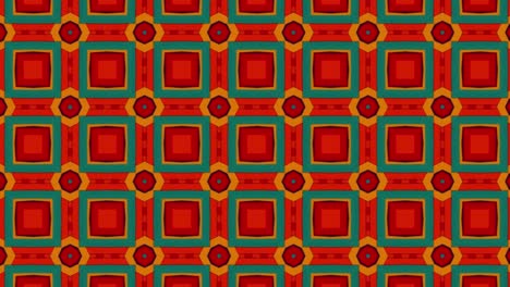 Beautiful-red,-green-and-yellow-geometric-seamless-looping-pattern,-moving-geometrical-decorative-elegant-ornament-endless-background