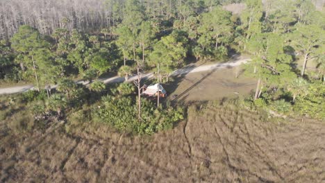 volkswagen-vanagon-westfalia-campervan-camping-campground-everglades-forest-grass-vanlife-aerial-drone