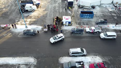 Vista-Aérea-De-La-Entrada-Al-Campamento-Base-De-Coventry-Road-En-Ottawa-Para-El-Convoy-De-Libertad