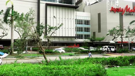 In-the-aftermath-of-typhoon-Odette-,-a-few-cleared-streets-that-became-passable-would-reveal-denuded-trees-and-much-architectural-damage-on-buildings