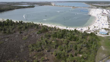 turning-aerial-view-of-SunWest-Park,-part-of-the-Pasco-County-park-system