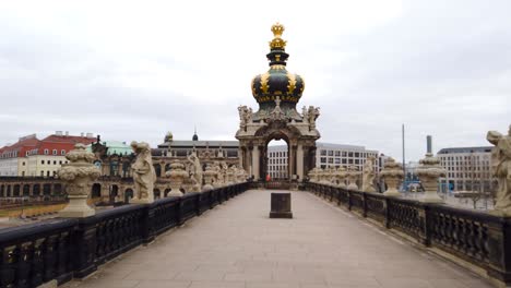Walking-on-Zwinger-Area-in-Dresden-with-Beautiful-Historical-Cupola
