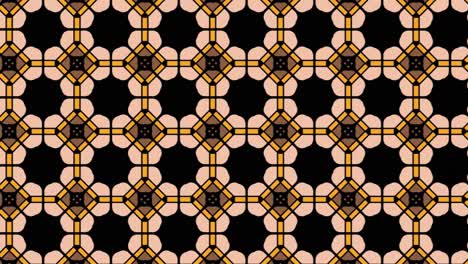 Achteckige-Pantoletten-Mit-Geometrischem-Muster-In-Den-Farben-Schwarz,-Gelb-Und-Millennial-Rosa