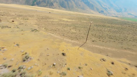 Schnelle-FPV-Drohne,-Die-Den-Trockenen-Berghang-Im-Nationalpark-Hinunterfliegt