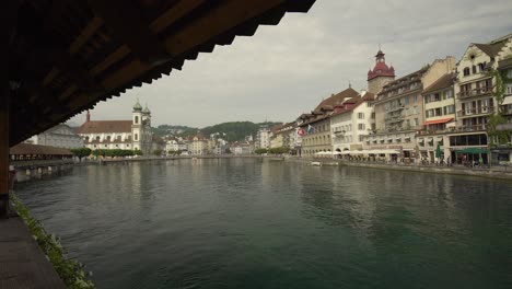 Lucerne-seen-from-Chapel-bridge,-Switzerland.-Zoom-in