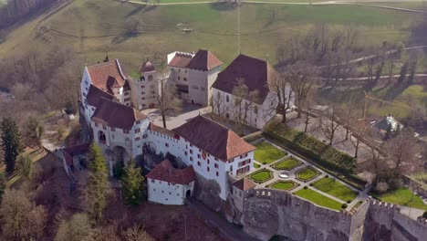 Lenzburg-Castle-in-the-Canton-of-Aargau-in-Switzerland-by-air
