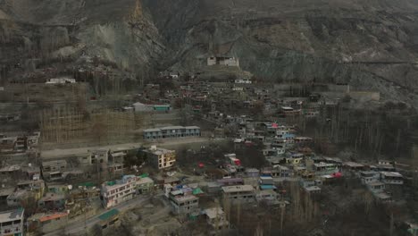Aerial-Flying-Over-Remote-Town-In-Hunza-Valley