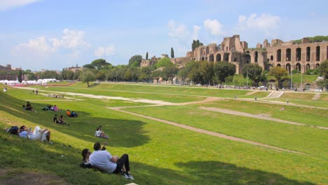 Touristic-Venue-And-Medieval-Exterior-Of-Circus-Maximus-In-Rome,-Italy