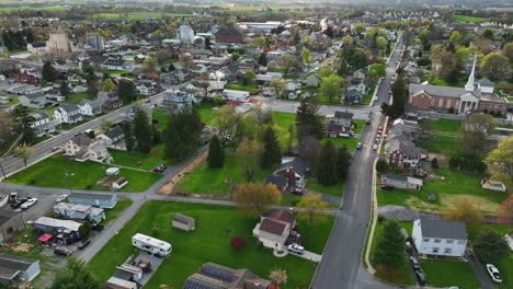 Aerial-of-small-town-in-USA
