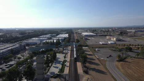 Aerial-panoramic-view-over-industrial-area-near-Irvine,-California