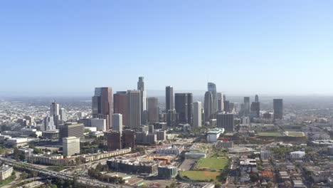 Aerial,-cityscape-of-the-Los-Angeles,-drone-view