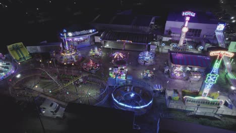 Aerial-view-orbit-of-the-rides-with-lights