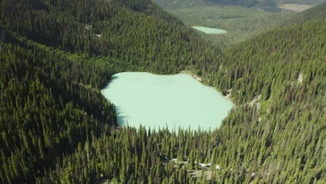 Joffre-Lakes-in-British-Columbia,-Canada,-Aerial-Shot-in-4K