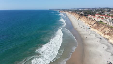 Beautiful-aerial-shot-of-a-sandy-beach-on-the-West-Coast-of-America-in-summer
