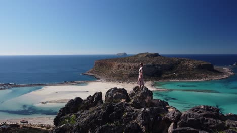 Drone-view-of-young-girl-over-Balos