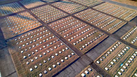 aerial-of-graves-at-god's-acre-in-old-salem,-winston-salem-nc,-north-carolina