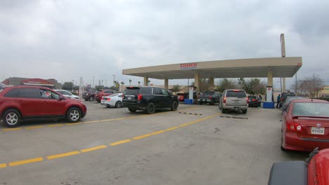 POV-while-approaching-the-queue-for-fuel-at-Costco-fuel-station