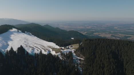 Beautiful-Snowy-Alps-Mountaintop-Aerial-Scenery-Of-Valley-And-Countryside-In-Germany,-5K-Drone