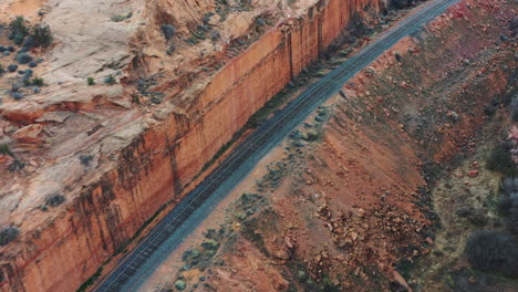 Aerial-of-rail-line-made-over-the-canyon