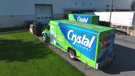 Aerial-view-of-Crystal-Springs-truck-with-branding-in-America