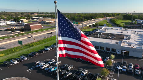 Close-up-of-American-flag-at-car-dealership
